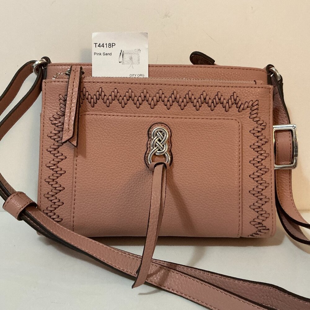 BRIGHTON Interlok City Organizer Crossbody Pink Sand Leather